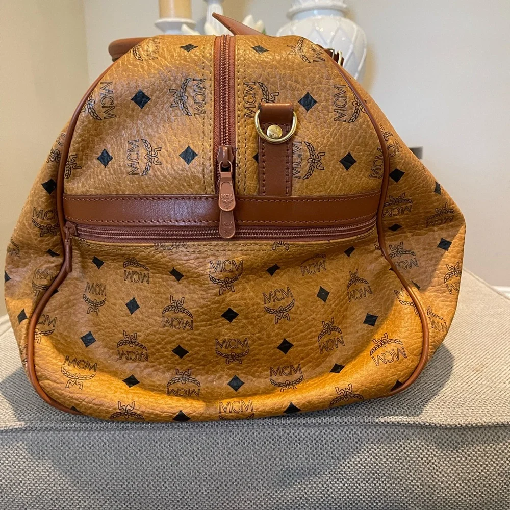 MCM Tan Logo Duffel Bag